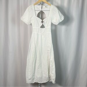 Mahina Small Gauze Puff Sleeve Keyhold Cutout Open Back Cottagecore Dress